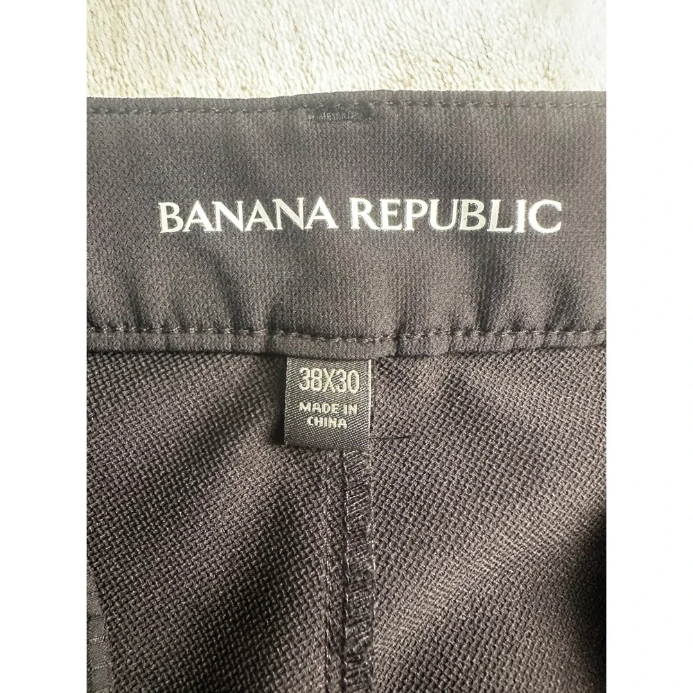 Banana Republic Performance Flat Front Pant Mens 38x30 Black Straight Trousers